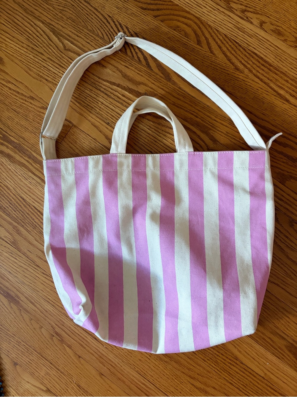 Baggu pink stripe duck bag